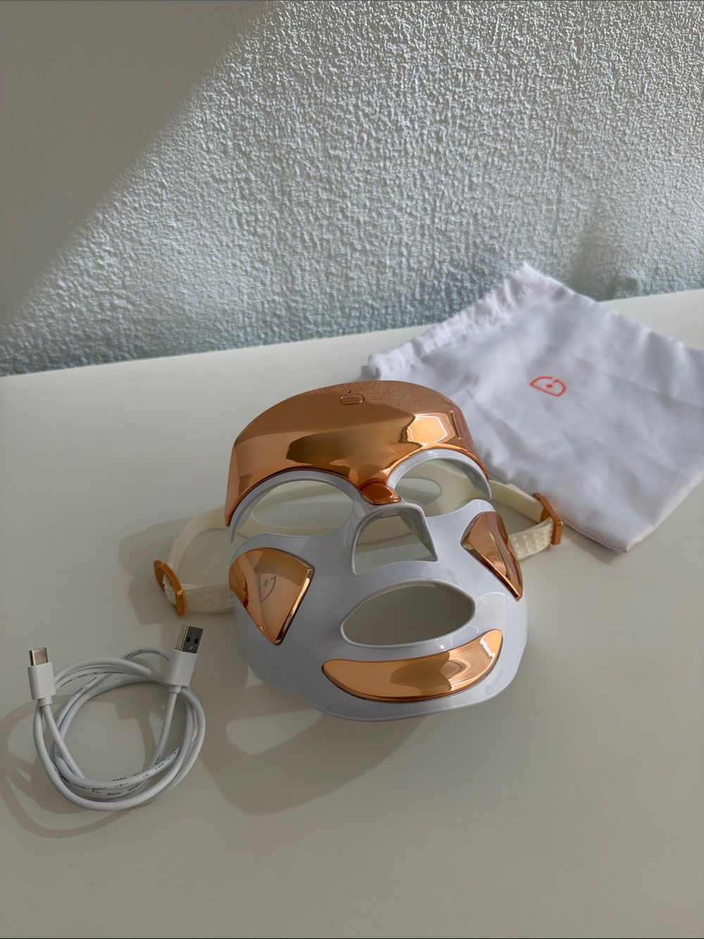 LED Facial Mask with Rose Gold Accents - Women Skincare Tool